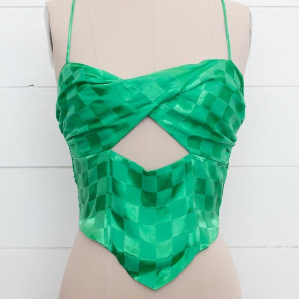 Jen's Pirate Booty Toy Machine Top in Kelly Green Jacquard